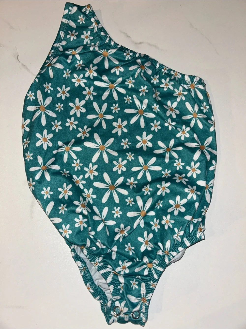5/$20 Bailey’s Blossoms | Teal Floral One-Shoulder Bodysuit